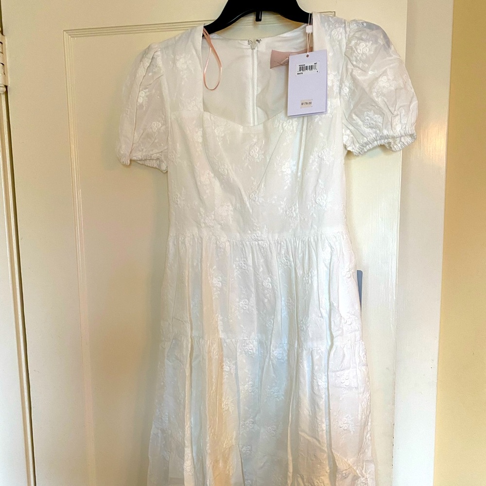 Gal Meets Glam White Eyelet Dress NWT